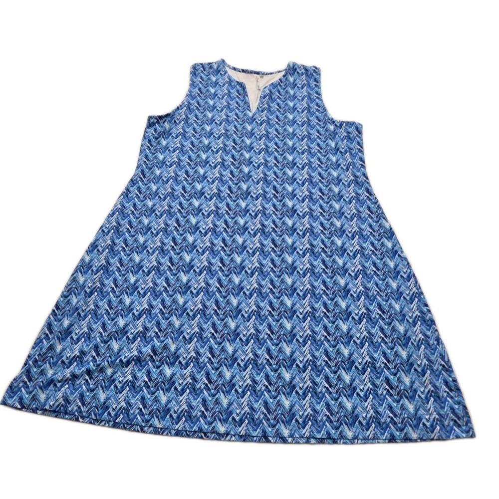 Lulu-B Dress XL Blue Sleeveless UPF 50 Cooling Shift Resort Beach Travel Easy